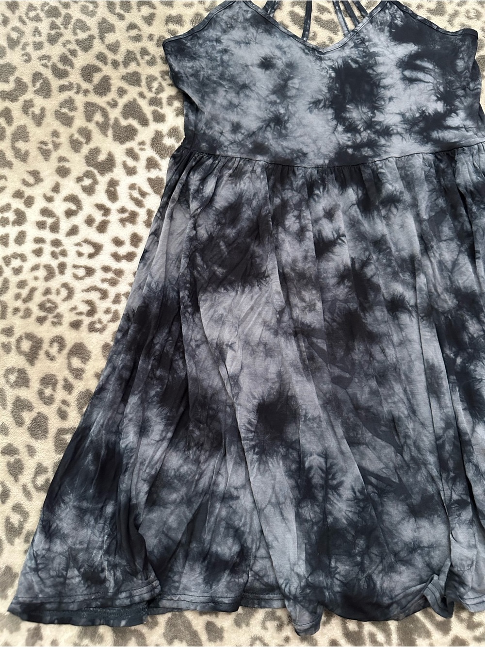 American Eagle Soft & Sexy Tie Dye Strappy Sun Dress in Black Blue Size Medium - Picture 6 of 17